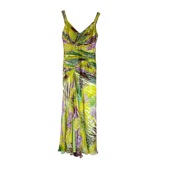 Y2K Sue Wong Pleated Silk Evening Gown Beaded Sequins Womens Sz 4 Formal Dress - Picture 1 of 9
